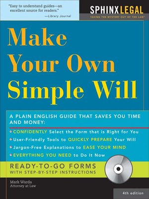cover image of Make Your Own Simple Will, 4E